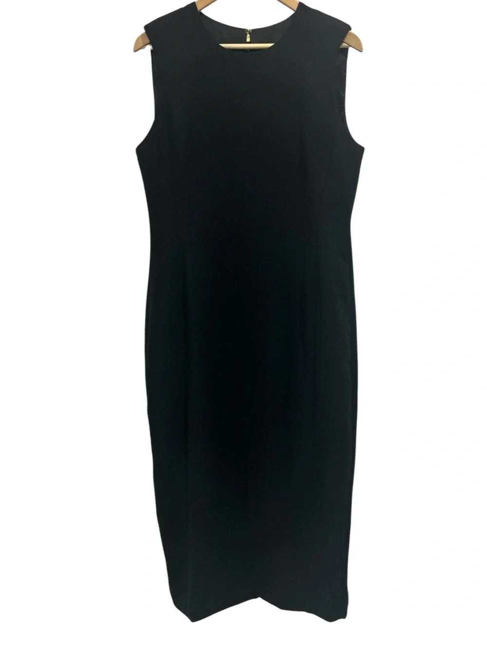 J. Crew Sleeveless Black Sheath Midi Dress in Drapey Crepe - Size 12